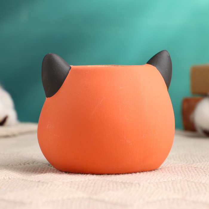 Кашпо "Добрый Лис", 9х9х7см, рыжий