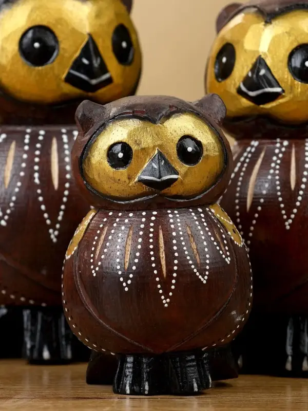 Набор сувенирный "Совята" дерево H 14, 12, 10 см, цв. коричневый