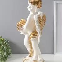 Фигура "Ангел с корзиной" белый, 47х25х23 см