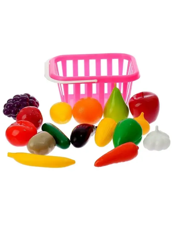 Игровой набор продуктов &laquo;Фрукты и овощи&raquo; в корзине, 17 предметов, МИКС