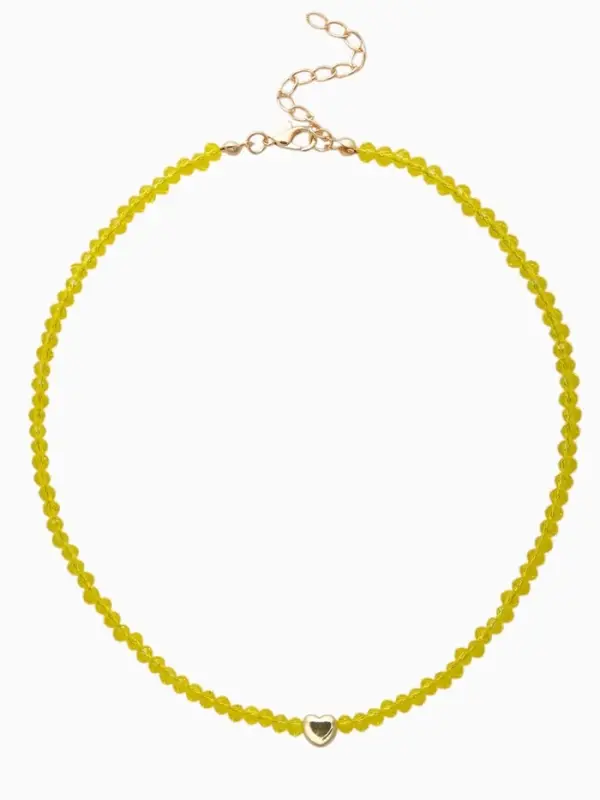 Чокер из бисера «Хрусталь», сердце, жёлтый в золоте, 37 см + 5 см доп, цепочка