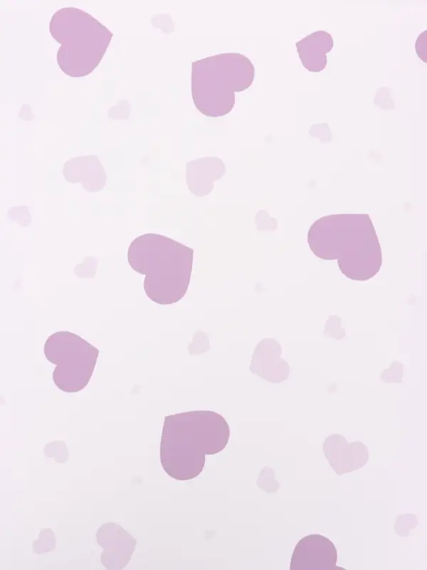 Пленка для цветов, "Сердца на белом", сиреневый, 57х57 см