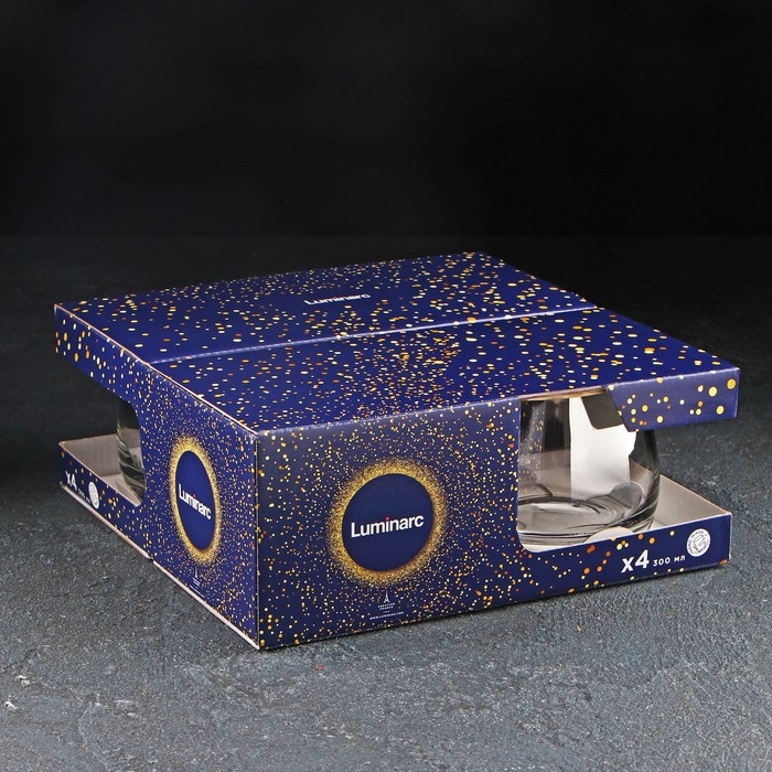 Набор низких стеклянных стаканов «Серебряная дымка», 300 мл, 4 шт Набор низких стеклянных стаканов «Серебряная дымка», 300 мл, 4 шт