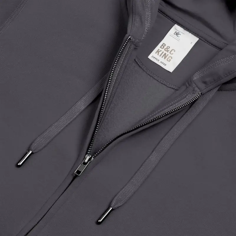 Толстовка на молнии с капюшоном унисекс King, темно-серая, размер XS