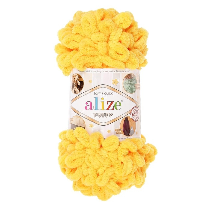 Пряжа  Пряжа "Puffy" 100 % микрополиэстер 9м/100г  (216 жёлтый)