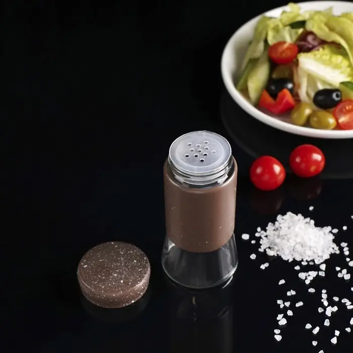 Солонка стеклянная «Стиль», 150 мл, 5,5×8 см, цвет коричневый мрамор Солонка стеклянная «Стиль», 150 мл, 5,5×8 см, цвет коричневый мрамор