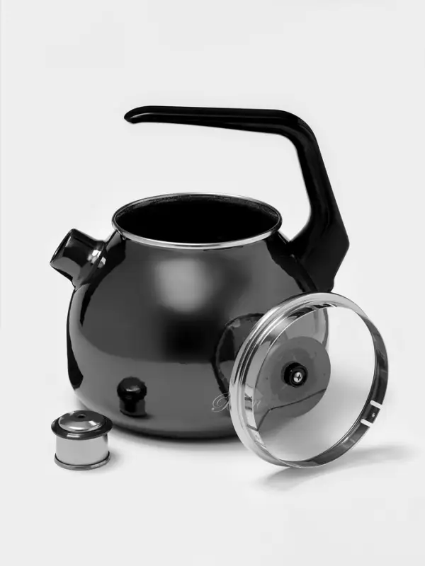 Чайник Bon appetit, 3 л, со свистком, индукция, эмалированная сталь, серый