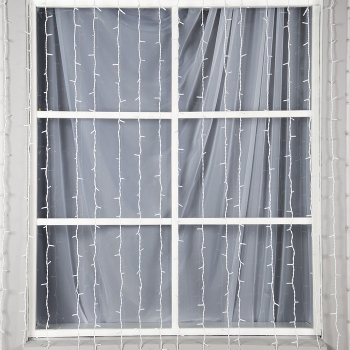 Гирлянда «Занавес» 2 × 3 м, IP44, УМС, белая нить, 760 LED, свечение белое, мерцание, 220 В