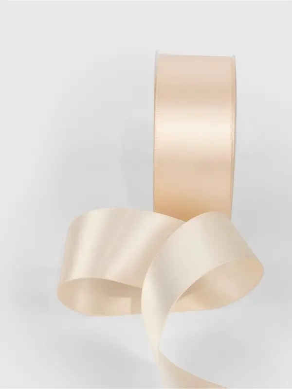 Лента атласная TEIRA, двухсторонняя, 38 мм, 25&plusmn;1 м, светло-бежевая №112