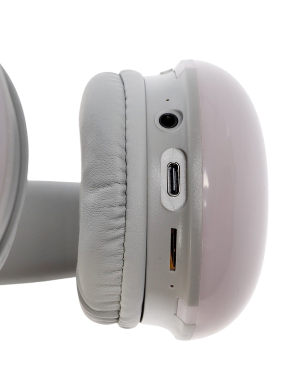 Наушники полноразмерные Mybit W-33, RGB подсветка, BT5.3, 800 мАч, Type-C, белые