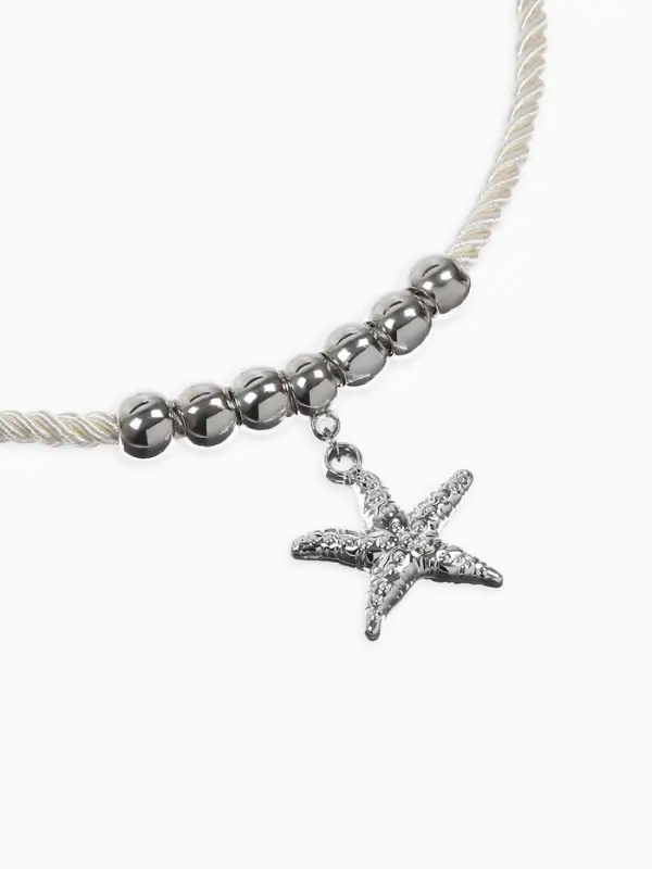 Кулон на шнурке &laquo;Морская звезда&raquo;, L=45 см, бело-серебристый