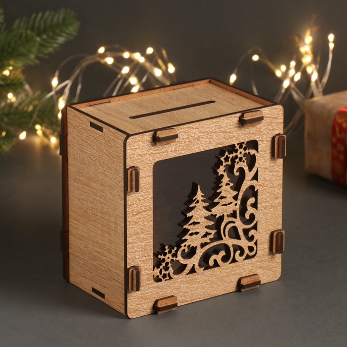 Новогодняя копилка  Новогодняя копилка "Елки" 12х12х9 см