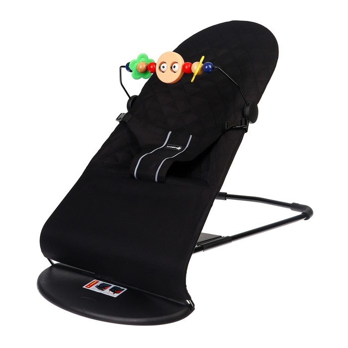 Шезлонг детский, кресло - качалка с игрушками для новорождённых «Крошка Я», цвет чёрный