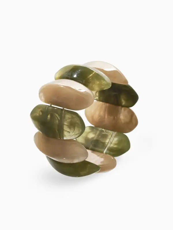 Браслет манжета &laquo;Тренд&raquo;, d=6.5 см, широкий, акрил, бежевый, злёный