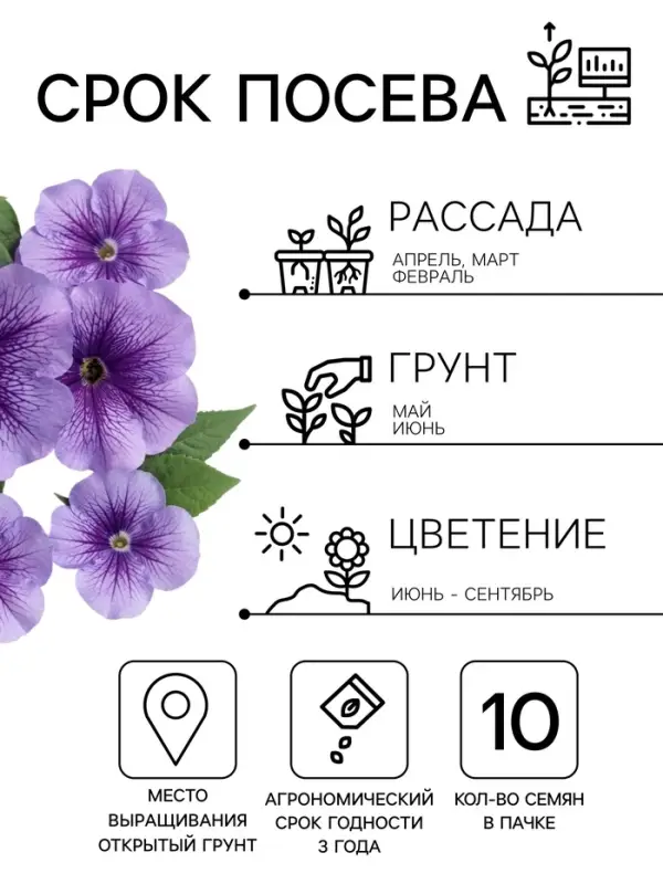 Семена Цветов Петуния &laquo;Мираж Лавандер&raquo;, 10 шт.
