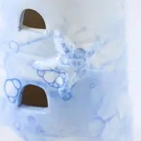 Сувенир керамика свет "Маяк" мраморный бело-синий 6,5х6,5х18 см