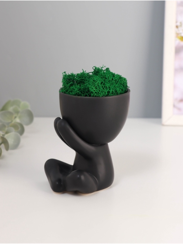 Кашпо керамика  Кашпо керамика "Мистер Грин" любитель тишины 10*7,5*8 см черный