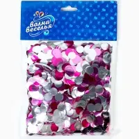 Конфетти &laquo;Круг&raquo; розовый МИКС, металлик, 1 см, 50 г