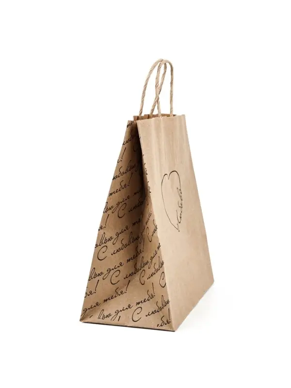 Пакет подарочный крафтовый «Сердце», 22 х 25 х 12 см