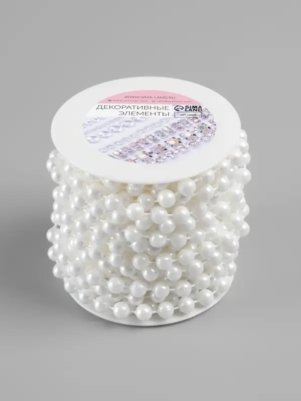 Жемчуг на нитях, круглый, 8 мм, 9&plusmn;1 м, белый