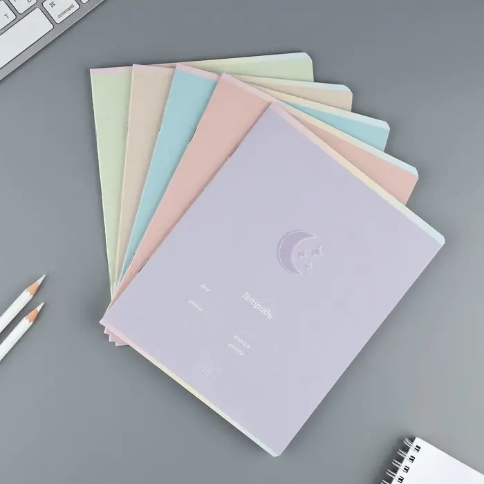 Тетрадь в клетку 18 листов А5, на скрепке &laquo;Школа&raquo;, обложка мелованный картон, 5 видов МИКС