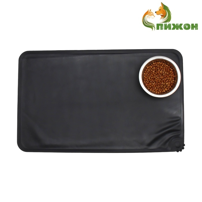 Коврик силиконовый под миску, 47 х 30 см, чёрный Коврик силиконовый под миску, 47 х 30 см, чёрный
