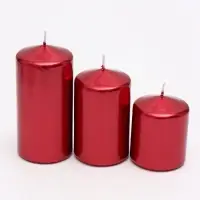 Свеча столбик 6&times;7.5, 10, 12.5 см, набор 3 шт., красный металлик