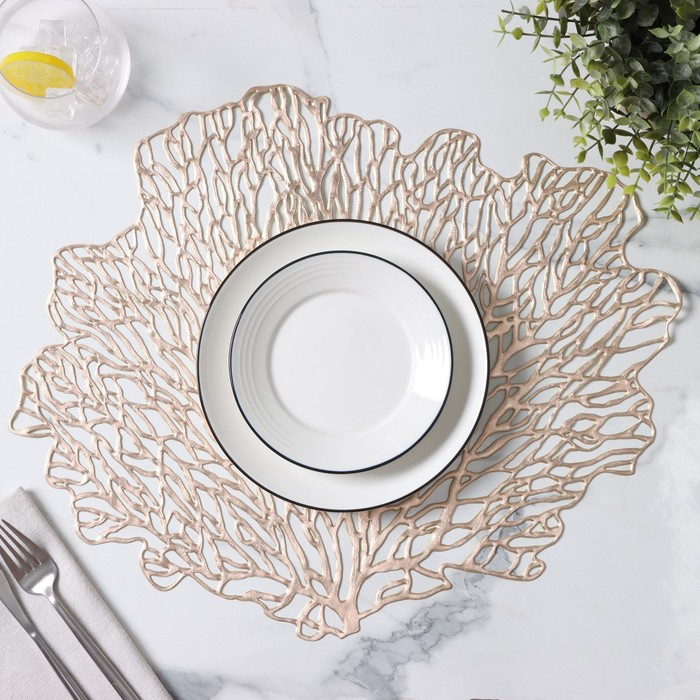 Салфетки сервировочные на стол Доляна «Кораллы», 4 шт, 48×39 см, цвет золотой Салфетки сервировочные на стол Доляна «Кораллы», 4 шт, 48×39 см, цвет золотой