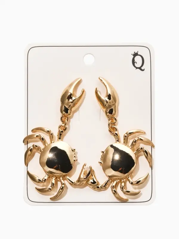 Серьги висячие &laquo;Краб&raquo;, цвет золото