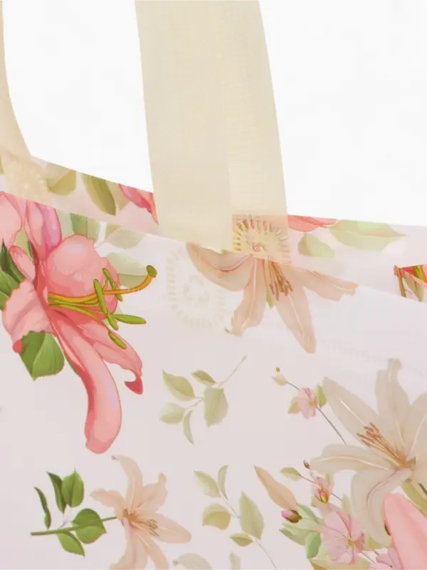 Сумка хозяйственная без застёжки, с цветочным принтом, 32&times;10&times;26 см, белая