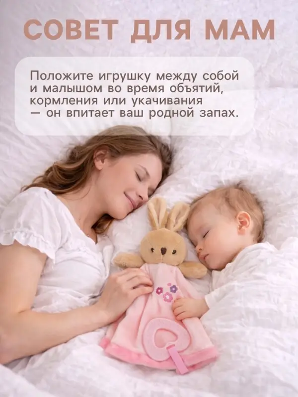 Комфортер - игрушка для сна новорожденных, M&B &laquo;Зайка&raquo;, погремушка, прорезыватель, розовый