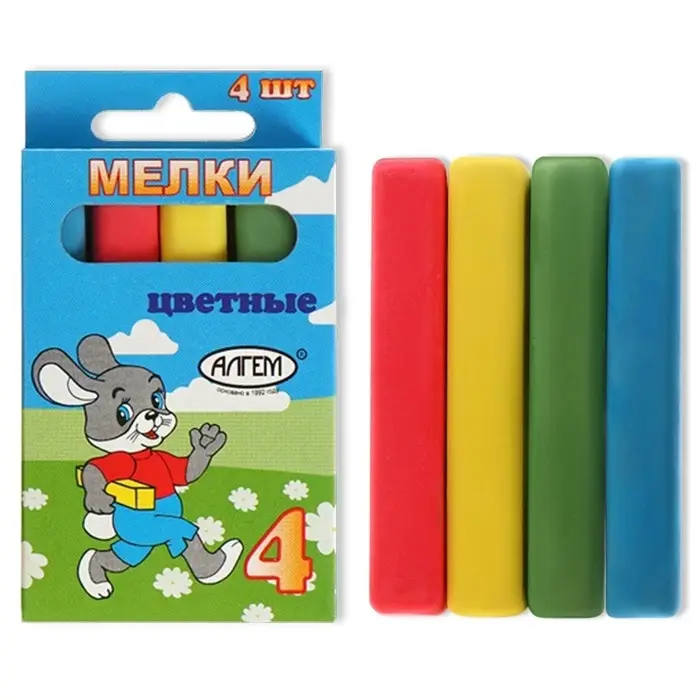 Мелки цветные  Мелки цветные "АЛГЕМ", в наборе 4 штуки, квадратные, МИКС