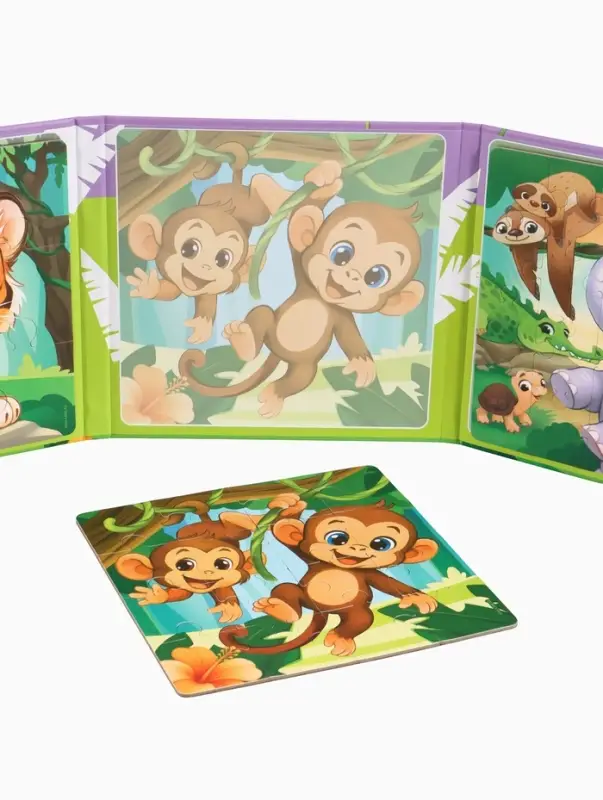 Магнитные пазлы для малышей &laquo;Зверята&raquo;, книга 3 в 1, Крошка Я