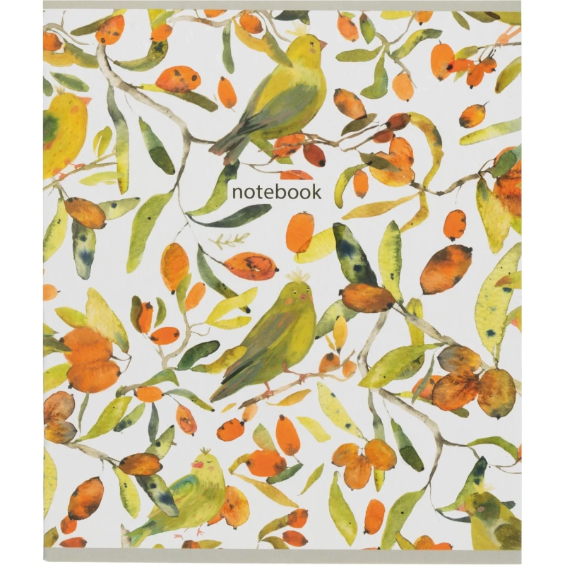 Бизнес-тетрадь Принты А5 48л, клетка, обл. мел. картон, скрепка,птицы