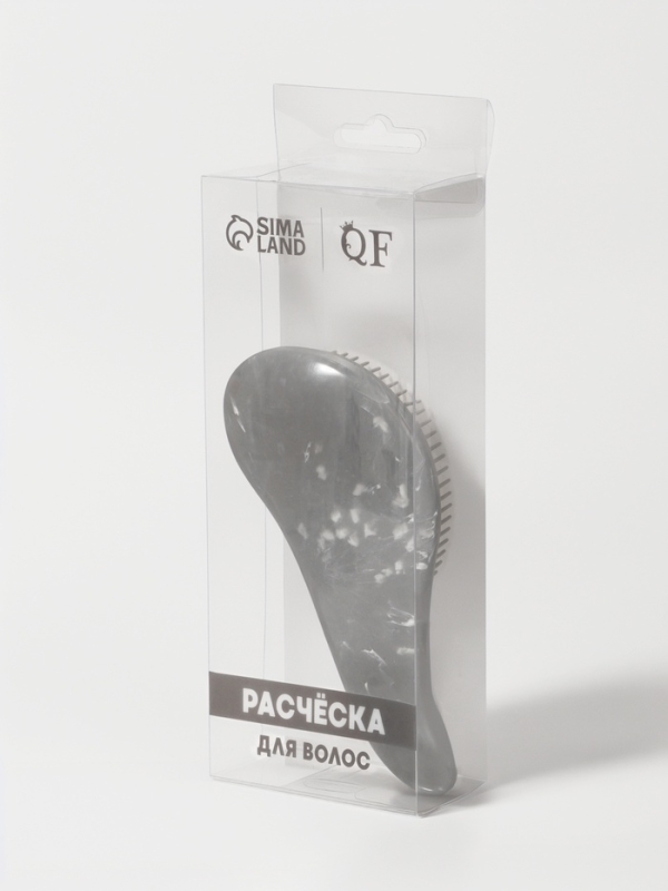 Расческа массажная Tangled МРАМОР 14,5*6(±1)см серый PVC-коробка QF