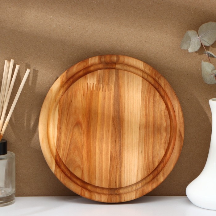 Набор разделочных досок на подставке «Фортуна», d=30, 20×1,8 см, пропитаны минеральным маслом, берёза