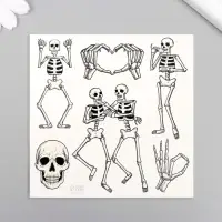 Переводные тату на тело чёрные &laquo;Скелеты&raquo;, 10&times;10 см