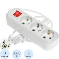 Удлинитель LUX У3-ЕВК-03 3 входа 3м с зазем. выключат., 250В, 16А