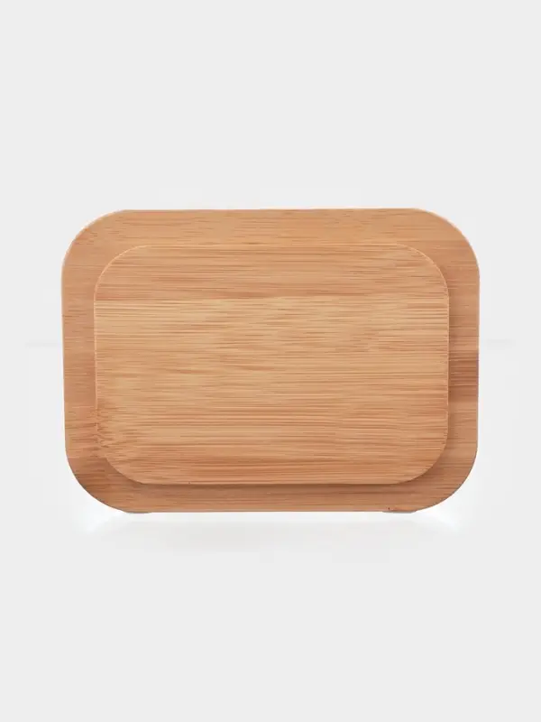 Маслёнка, 17.4&times;13&times;6.5 см, с бамбуковой крышкой-подставкой и ножом, стекло, прозрачная