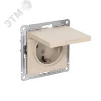 ATLASDESIGN РОЗЕТКА с заземл. со шторк. с крышкой, 16А, IP20, механизм, ПЕСОЧНЫЙ