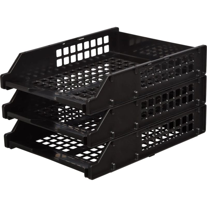 Лоток горизонтальный Стамм STRONG наб. 3 шт.на металл.стержнях черный