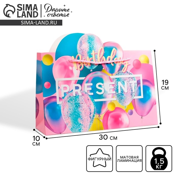 Пакет подарочный, упаковка, &laquo;Present&raquo;, 30 х 23 х 10 см