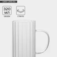 Кружка &laquo;Полоска&raquo;, 320 мл, стекло, прозрачная