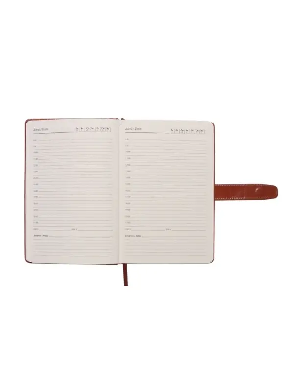 Ежедневник недатированный формат А5, с хлястиком, 128л, линия, пвх, Красный