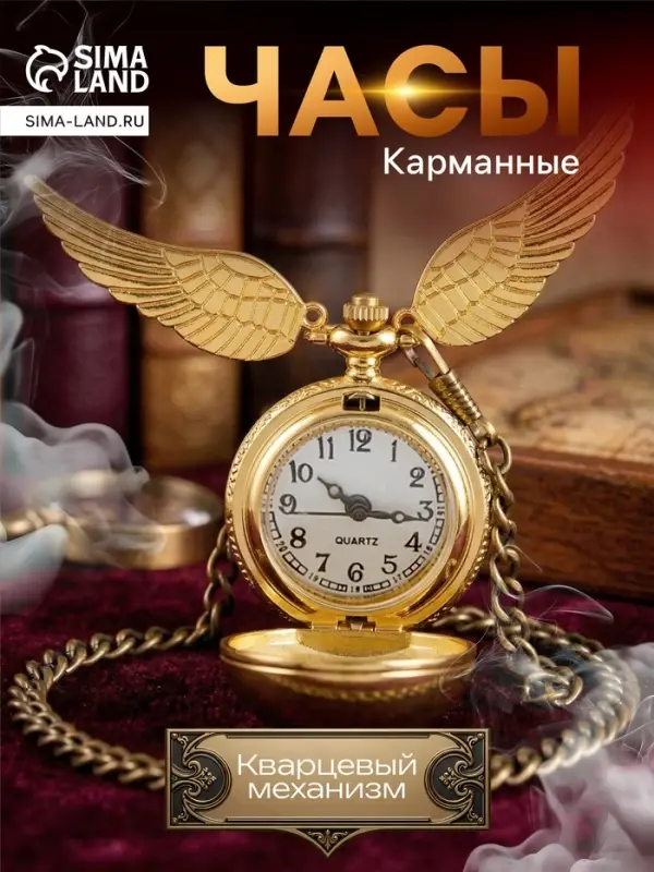 Часы карманные &laquo;Снитч&raquo;, кварцевые, d=2.7 см, на цепочке, золотистые
