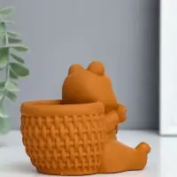 Подставка для мелочей "Медведь с корзинкой" 9х10х8 см, гипс, коричневый