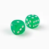 Кубики игральные «Время игры», 1.6×1.6 см, набор 2 шт., зеленые