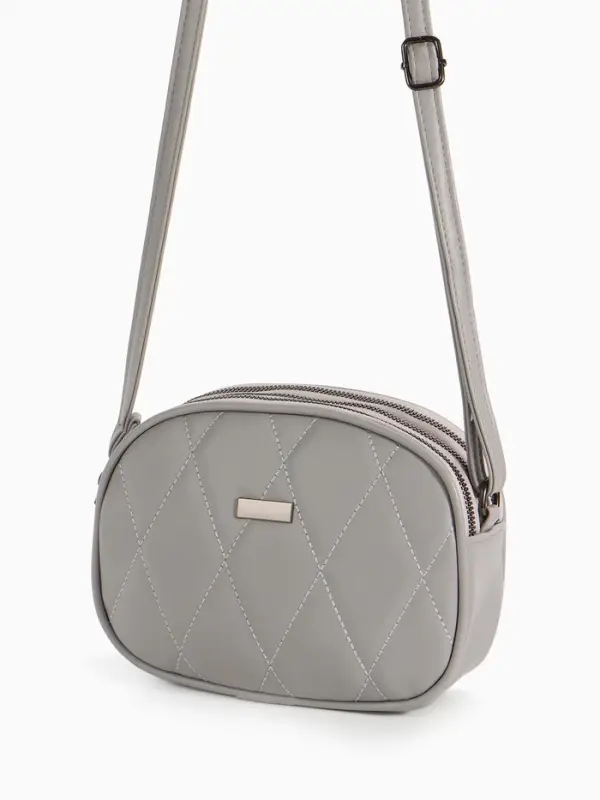 Сумка женская кросс-боди на молнии, 19&times;7&times;15 см, со стёжкой, серая