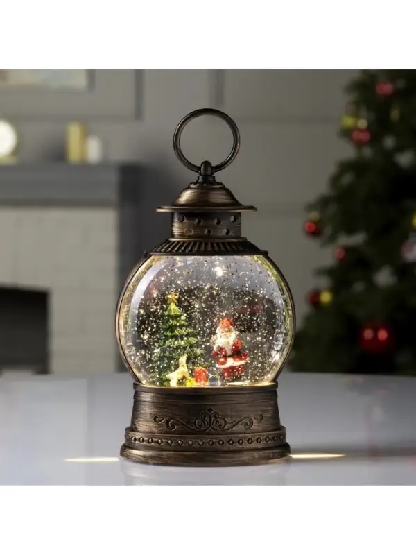 Светодиодная фигура &laquo;Дед Мороз у ёлки&raquo; 12.5&times;20&times;7.5 см, пластик, от батареек АААх3, USB, свечение тёплое белое