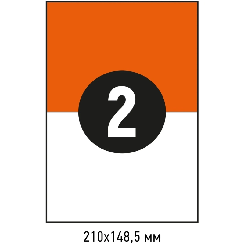 Этикетки самоклеящиеся 210х148,5мм, 2шт на лист А4, 100л/уп